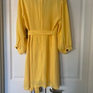 NWT Yellow button down wrap dress